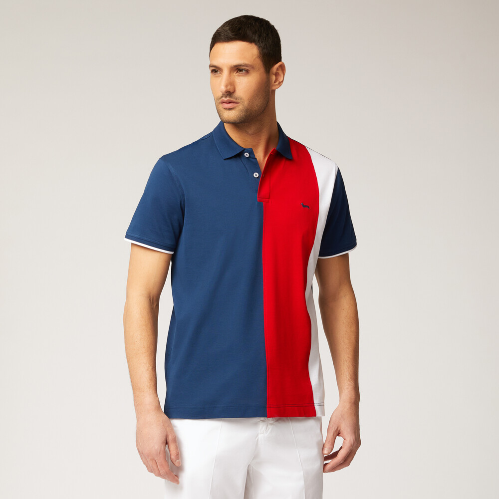 Colour-block cotton polo shirt, Blue, size 543690020 | Harmont & Blaine