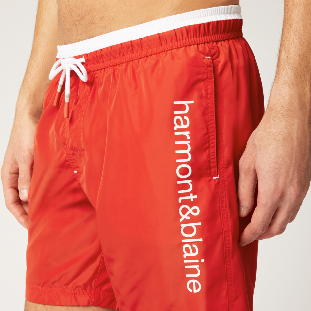 Beach boxer shorts with logo print, Red, size S