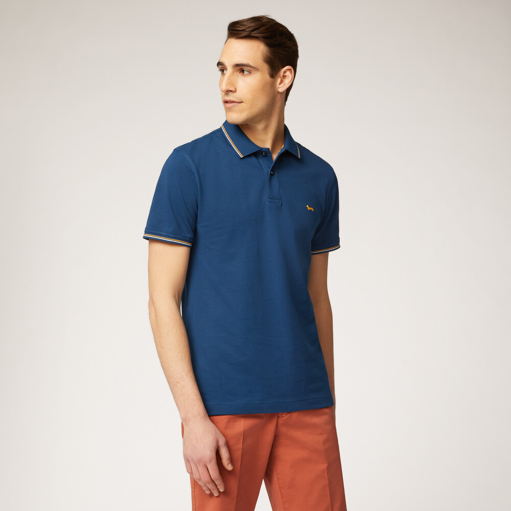 Polo with contrasting details, Blue, size S