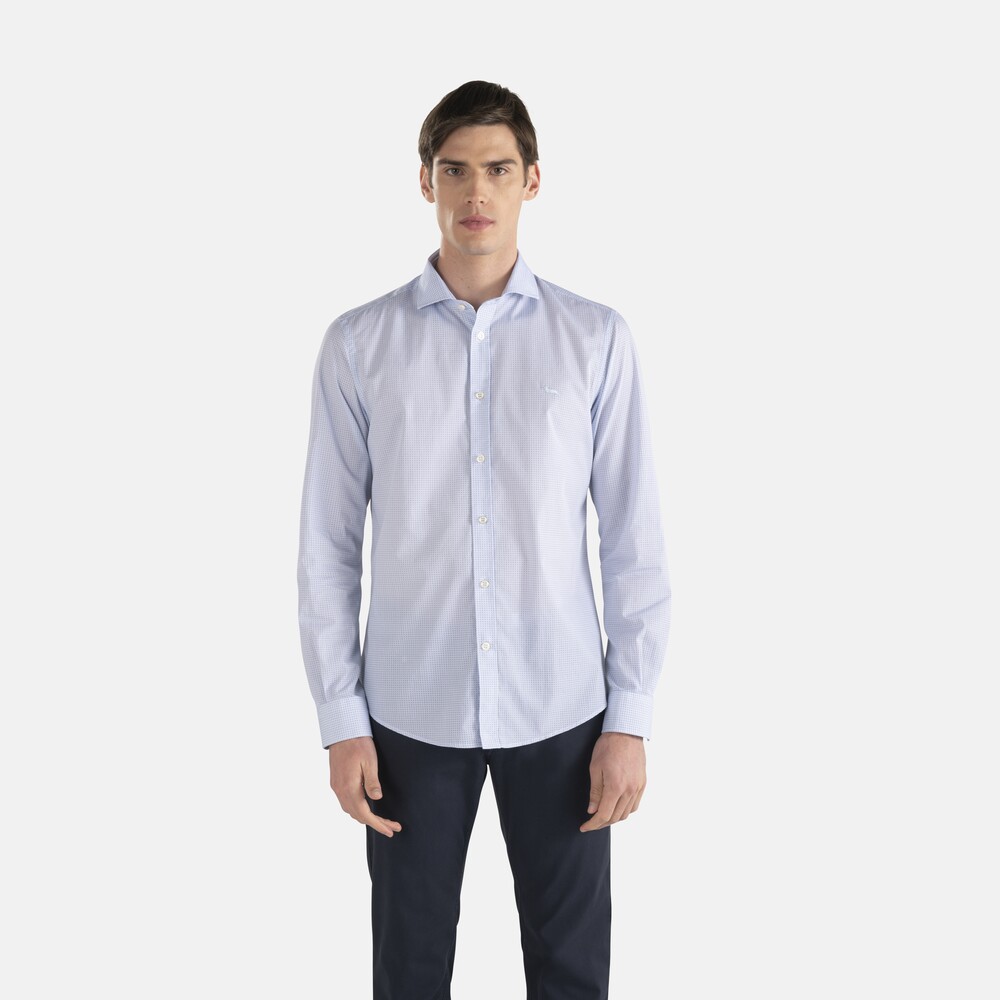 Cotton shirt with all-over micro motif