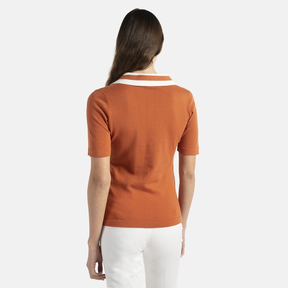 Sporting club cotton polo shirt with contrasting  details, Orange, size XXS