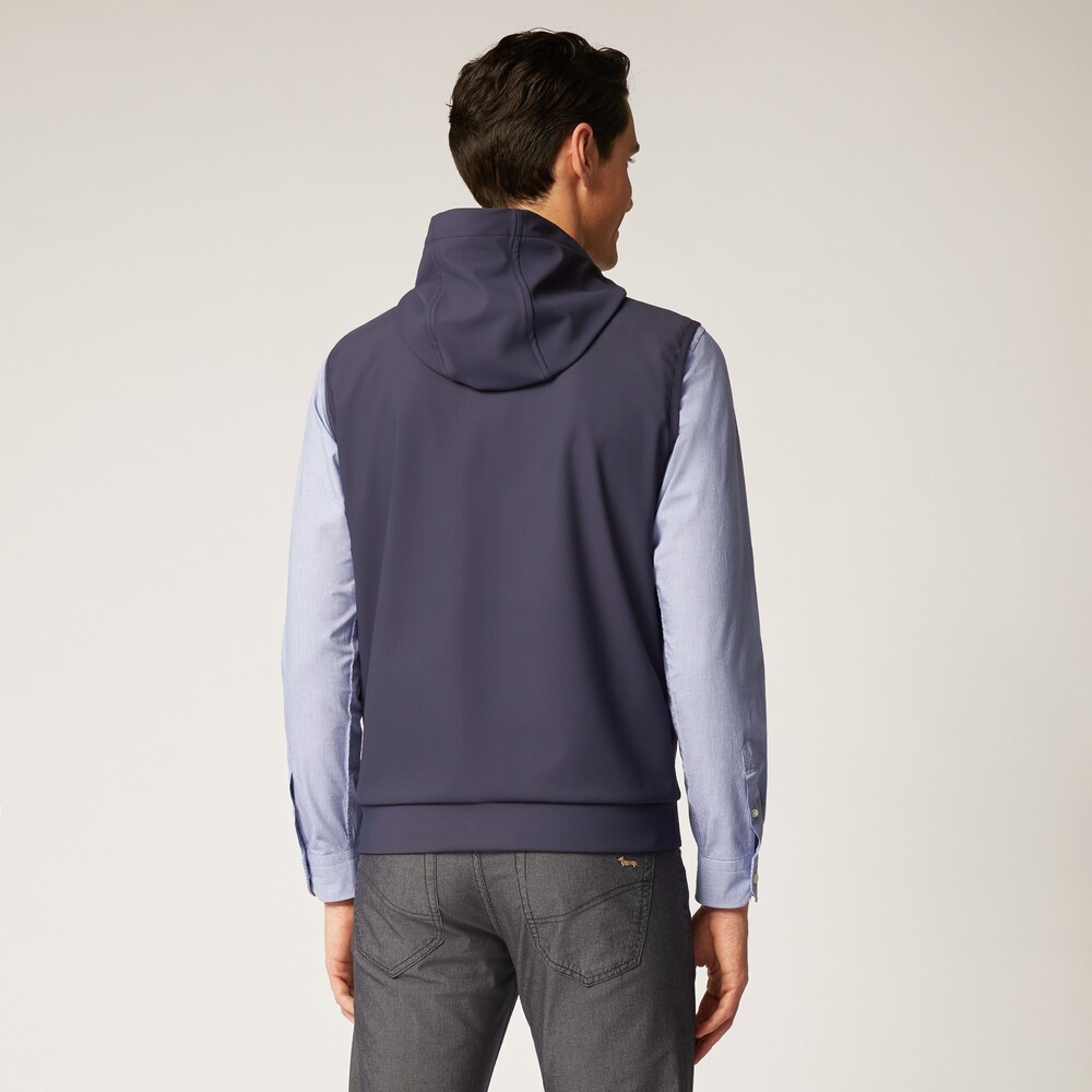Down-padded gilet with hood