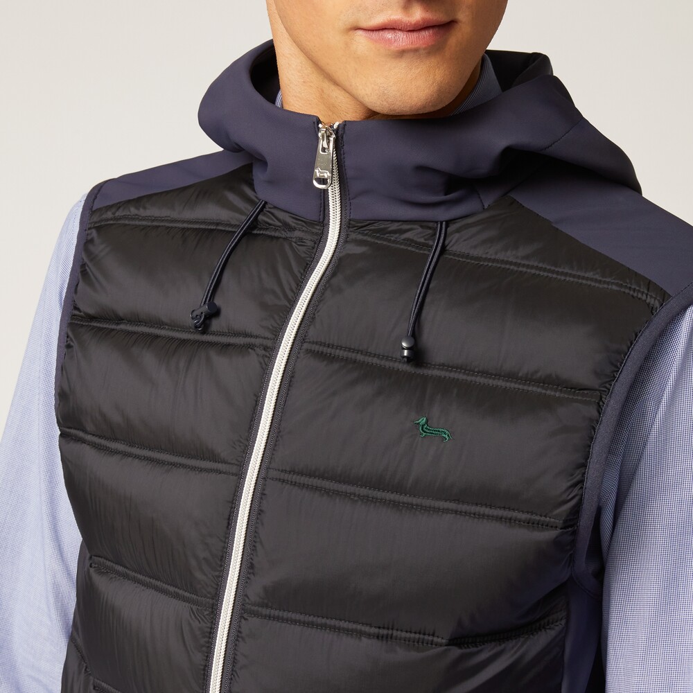 Down-padded gilet with hood