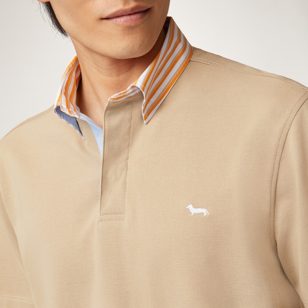 Regular-fit vietri polo shirt with contrasting collar, Beige, size S