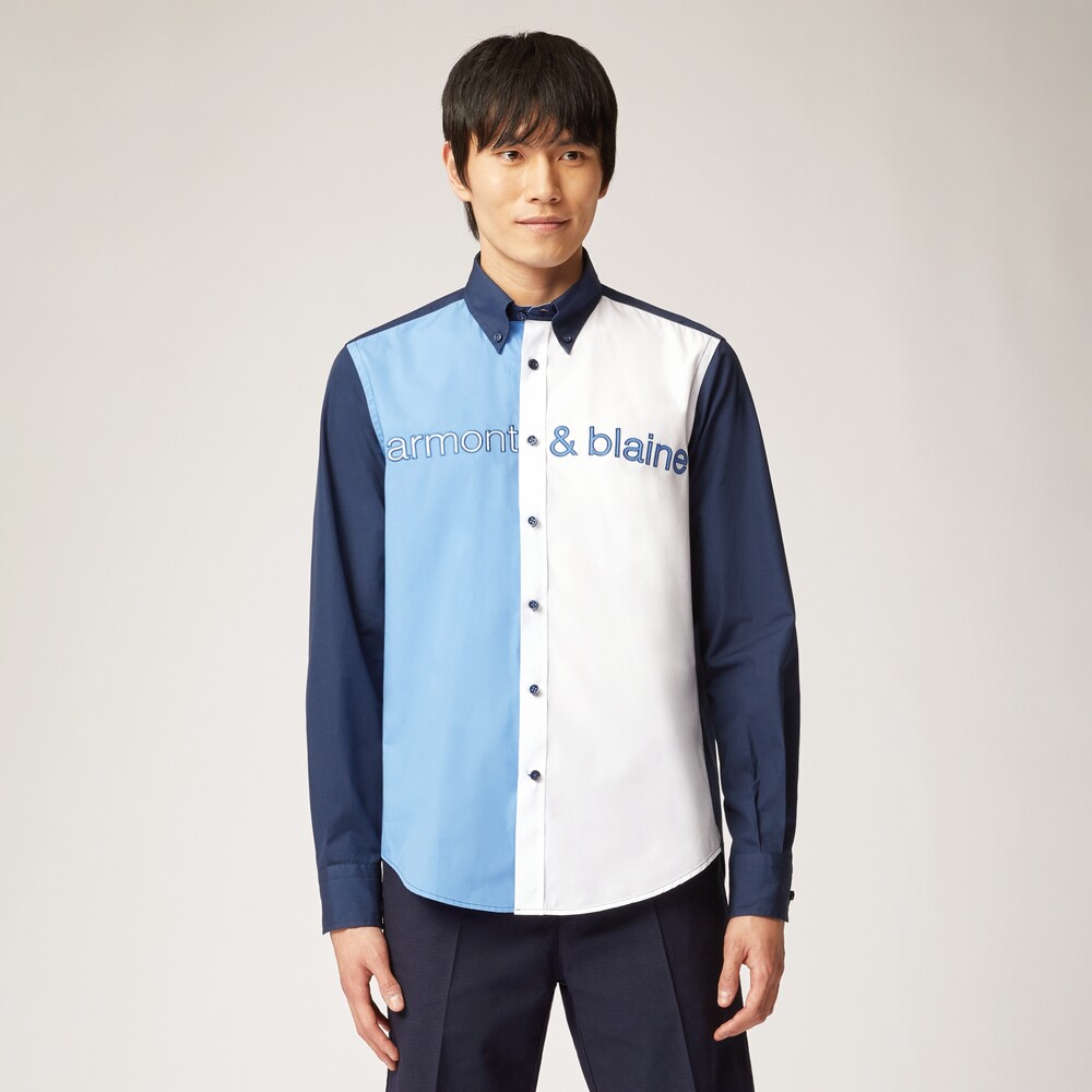 Frente vena Cumbre Shirt with logo and contrasting inserts, Blue, size 4XL, 543878006 | Harmont  & Blaine