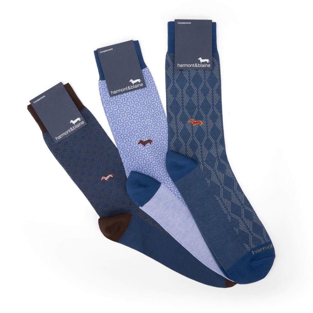 Pack of three pairs of socks, Blue, size I