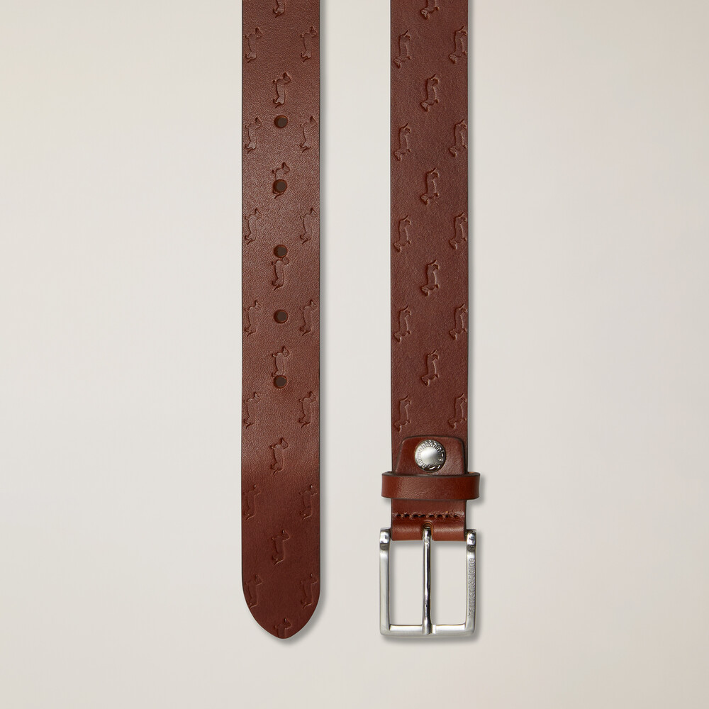 Leather belt with all-over dachshund, Leather, size 48