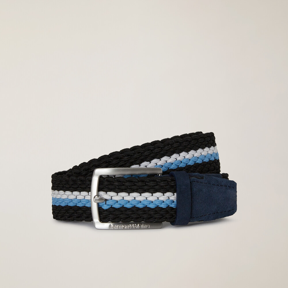 Regimental belt with contrasting weave, Navy blue, size 48