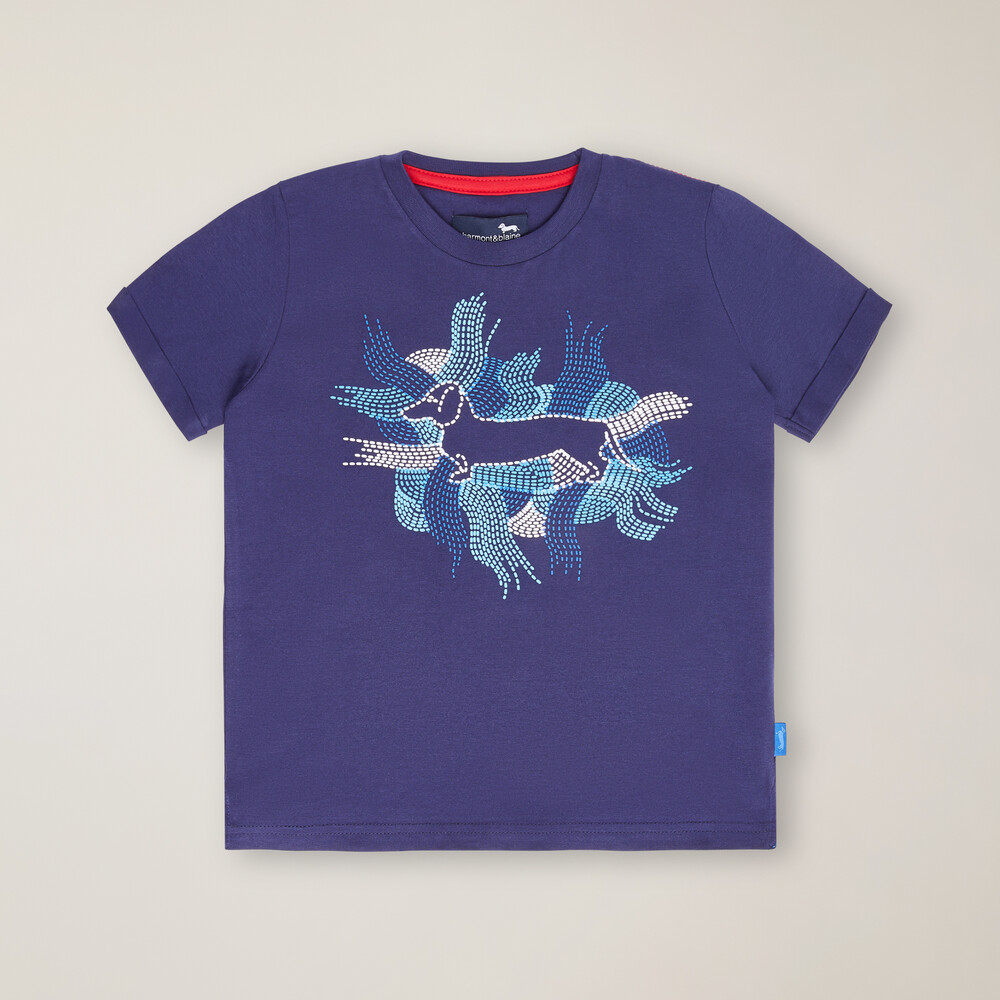Organic cotton jersey t-shirt with print, Light blue, size 4Y