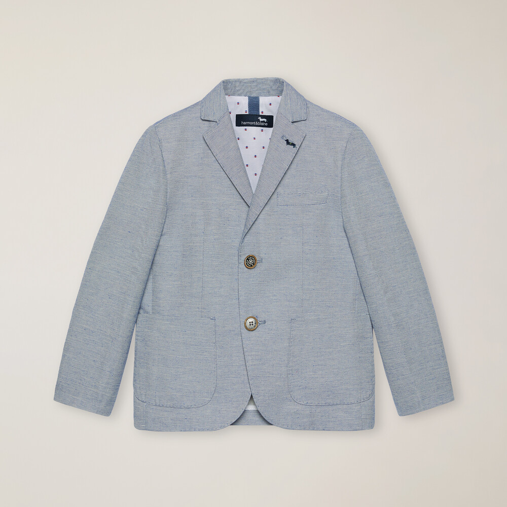 Cotton satin jacket with pin, Indigo, size 4Y