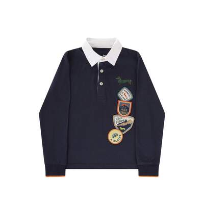 Harmont & Blaine - Heavyweight jersey polo shirt with embroidered patches
