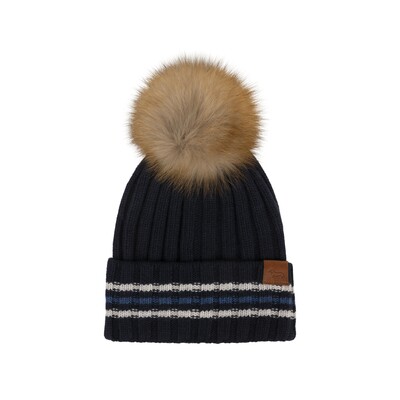Harmont & Blaine - Cashmere-blend hat with fur pompom