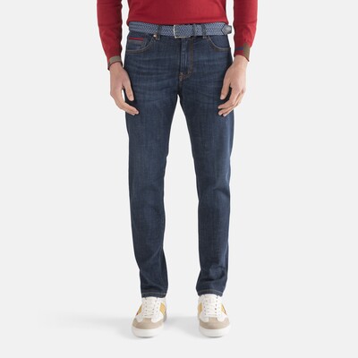Harmont & Blaine - Dark-coloured five-pocket jeans with worn effect