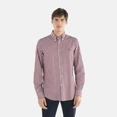 Harmont & Blaine - Striped poplin shirt with contrasting inner details