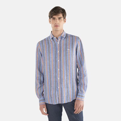 Harmont & Blaine - Linen & cotton shirt with contrasting inner details