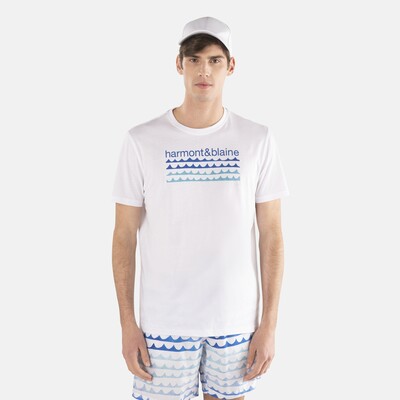 Harmont & Blaine - T-shirt with wave and logo print