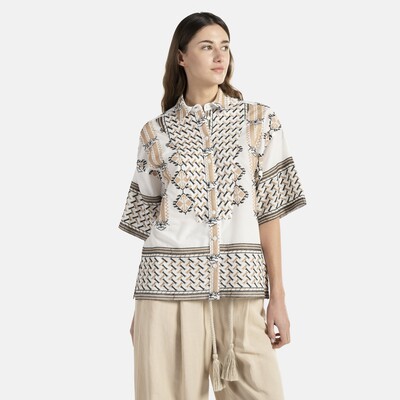 Harmont & Blaine - Desert oasis embroidered cotton shirt