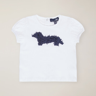 Harmont & Blaine - t-shirt with puffed sleeves and dachshund